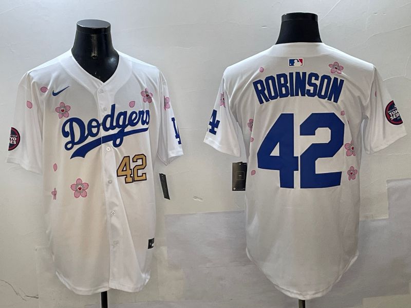 Men Los Angeles Dodgers #42 Robinson White Sakura Edition 2025 Nike MLB Jersey style 8->los angeles dodgers->MLB Jersey